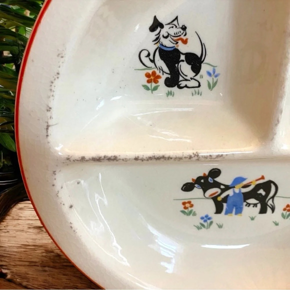 VINTAGE 1930s Salem China Co. Child’s Baby Feeding Dish/Bowl - Hey Diddle Diddle - Picture 3 of 11